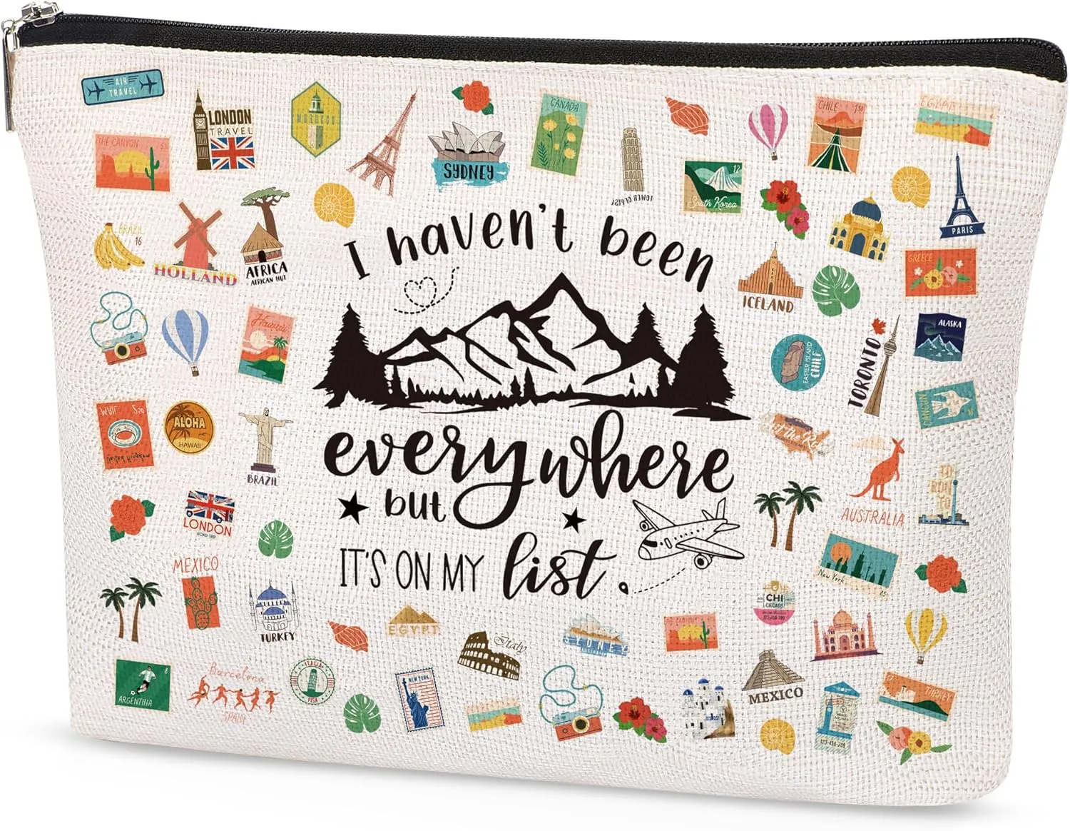 Travel Makeup Bag Gifts - Travel Souvenir Accessories Cosmetic Travel Toiletry Bag Foldable Zipper Pouches World Travel Gift for Women Teacher Dancer Nurse Friends