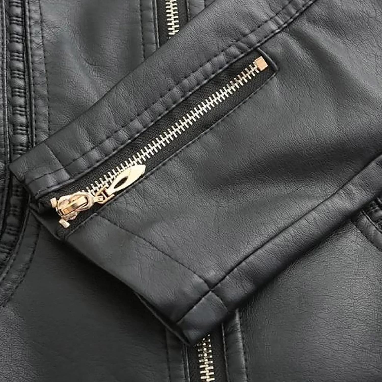 tuduoms Faux Leather Jacket Women Trendy Quilted Slim Fit Casual Motorcycle Jacket Suit Long Sleeve Moto Biker Coat