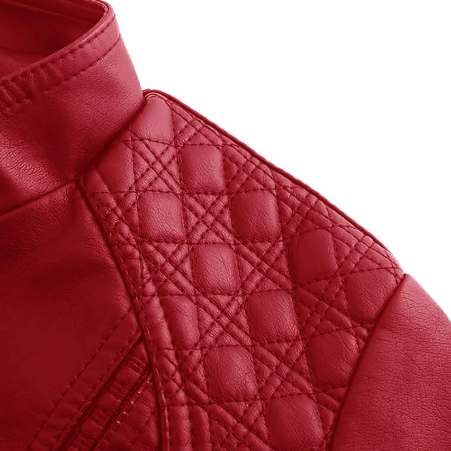 tuduoms Faux Leather Jacket Women Trendy Quilted Slim Fit Casual Motorcycle Jacket Suit Long Sleeve Moto Biker Coat