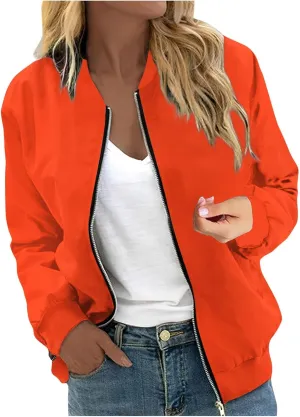 TWGONE Bomber Jacket Women Casual Floral Printed Zip Up Coat Trendy Stand Collar Jackets Lightweight Outerwear Tops