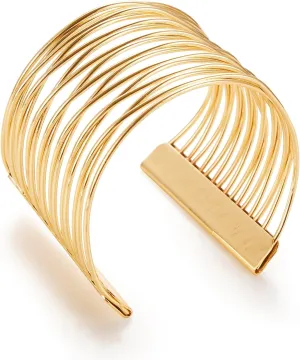 Twisted Gold Cuff Bangle Bracelet for Women Trendy Multi-layer Bangle Bracelet Adjustable Wide Open Chunky Cuff Bracelet, Gold & Silver