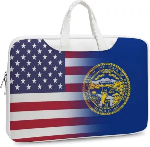 U.S.A Nebraska State Flag Leather Bag Laptop Case Slim Water Resistant Computer Bags with Handle Briefcase for Work