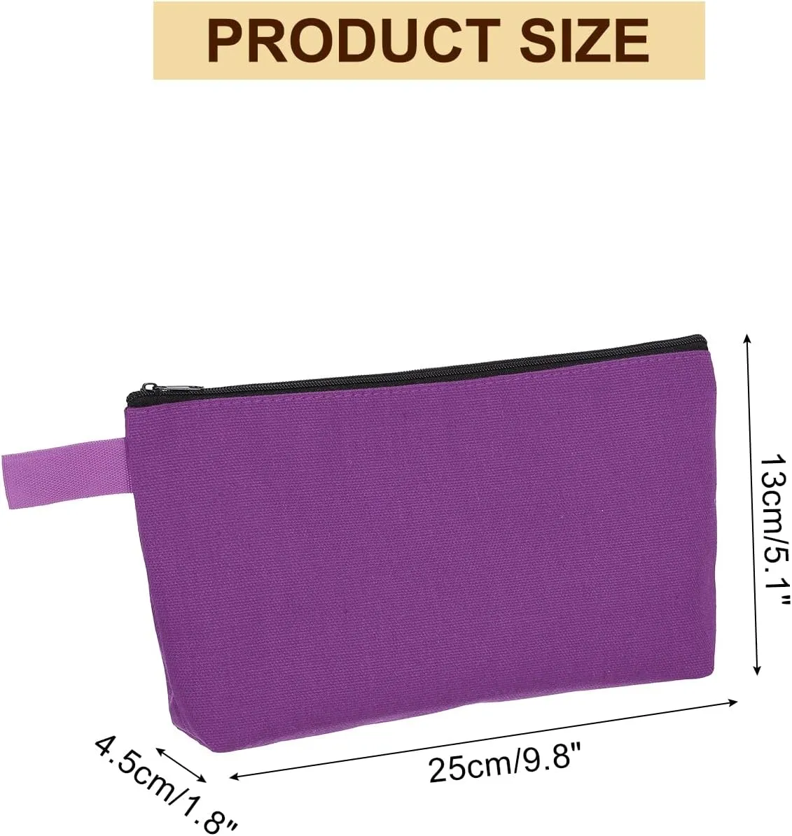 uxcell Canvas Makeup Bags, 30 Pcs Travel Cosmetic Bags Bulk, Multipurpose Plain Toiletry Zipper Pouches Blank DIY Craft Bags Pencil Bag for Women Teens, Purple
