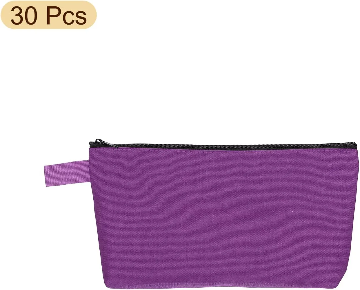 uxcell Canvas Makeup Bags, 30 Pcs Travel Cosmetic Bags Bulk, Multipurpose Plain Toiletry Zipper Pouches Blank DIY Craft Bags Pencil Bag for Women Teens, Purple