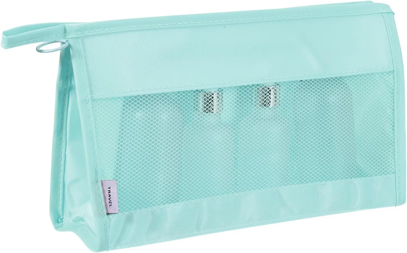 uxcell Mesh Makeup Bag, Large Capacity Travel Zipper Cosmetic Bags, Beach Mesh Toiletry Pouches Purse Storage Organizer for Women Girls, Blue