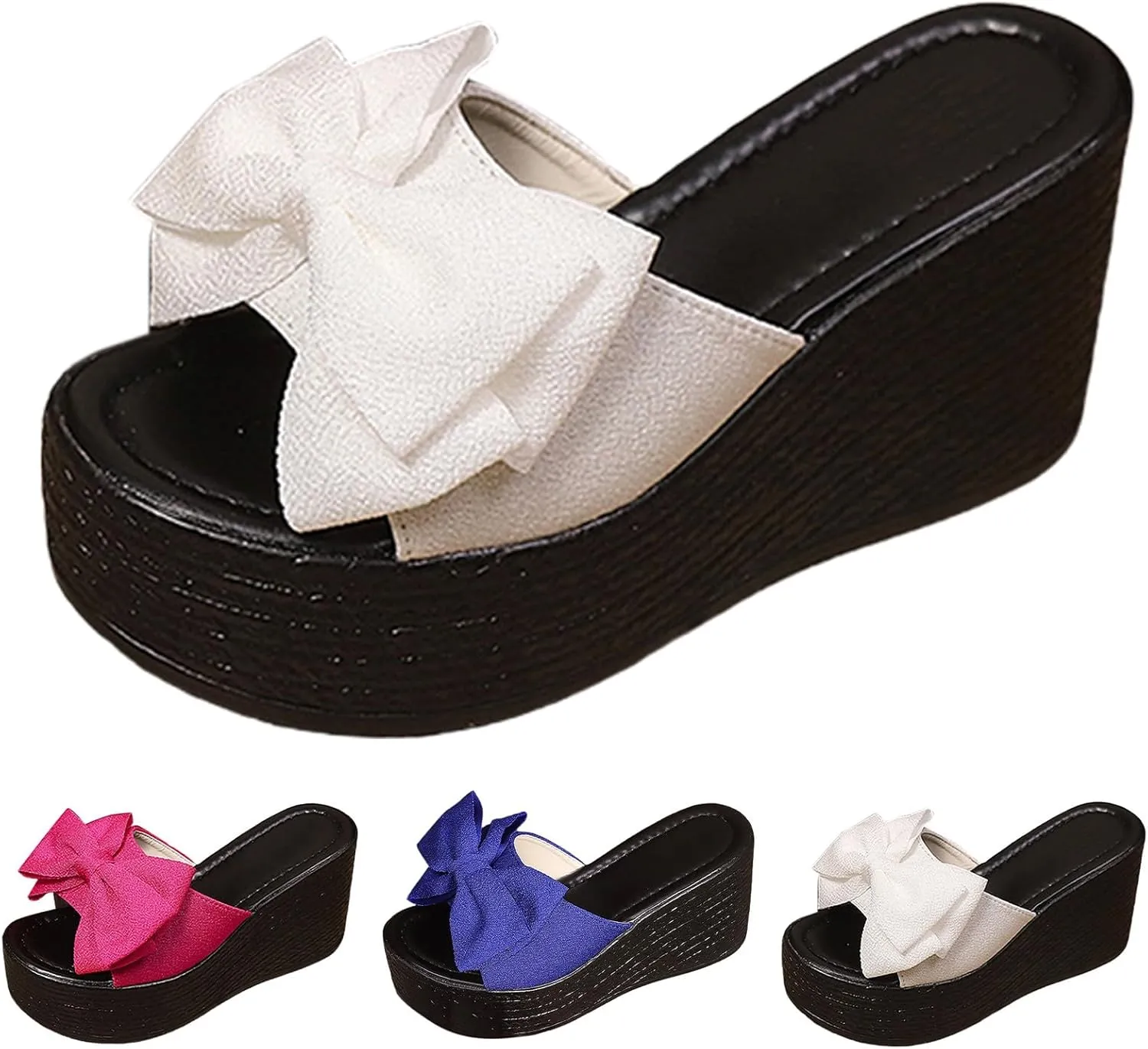 Wedege Sandals for Women 2025 Platform Wedge Heels Dressy Wide Width Bowknot Open Toe Comfortable Slingback Wedges