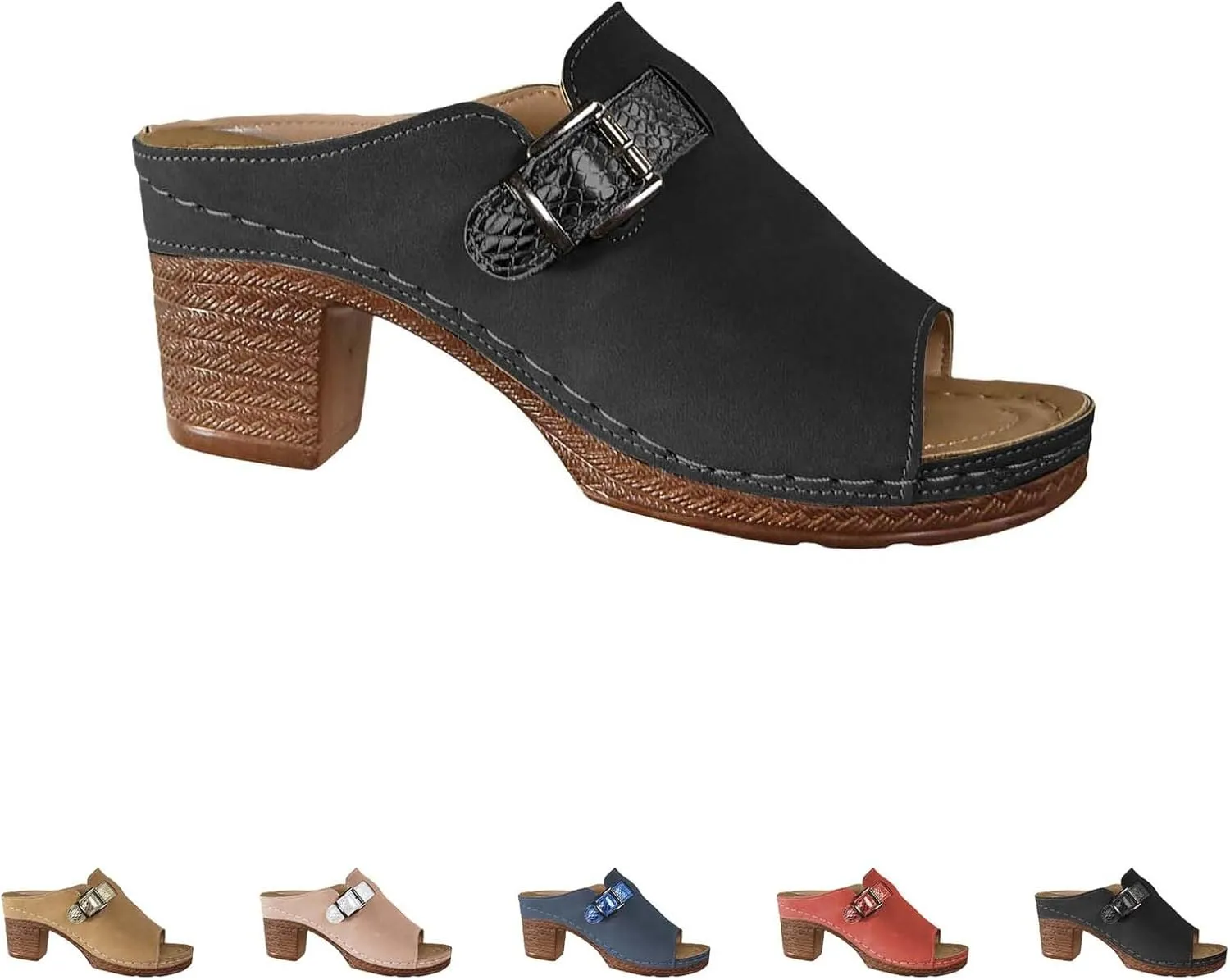 Wedge Sandals for Women 2025 Chunky Dressy Low Heel Open Toe Suede Leather Summer Resort Slip On Platform Sandals