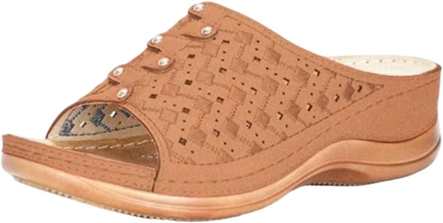Wedge Sandals for Women Breathable Low Heel Sandal Hollow Out Walking Slippers Casual Comfortable Arch Support Sandals Summer Slip on Shoes Beach Vacation Shoe