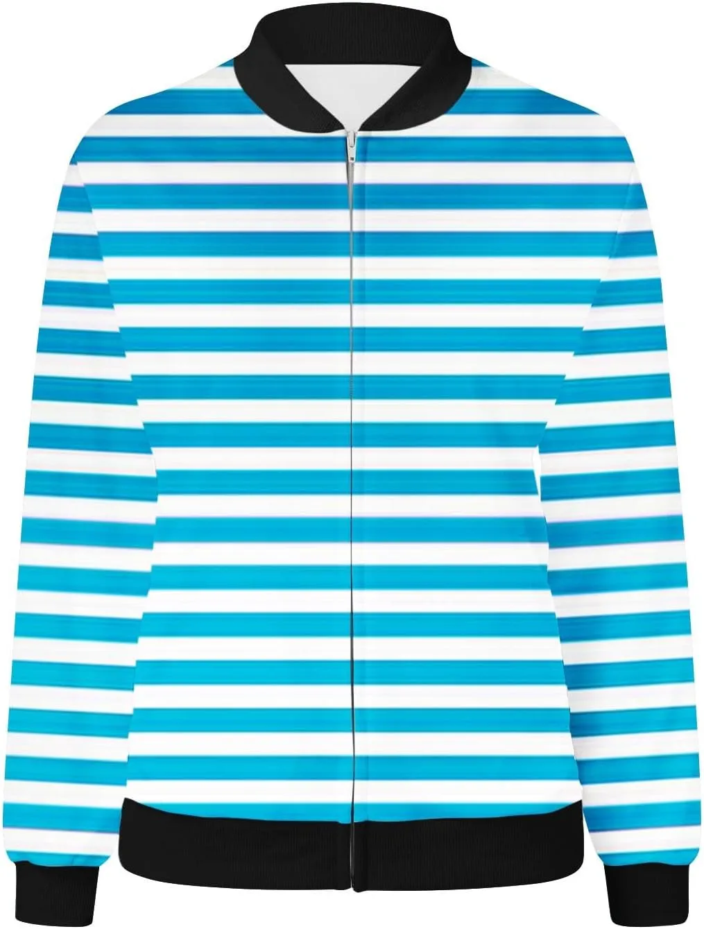 Winter Coats for Women Casual Striped Color Block Jackets Full Zip Long Sleeve Cardigan Coat with Pockets