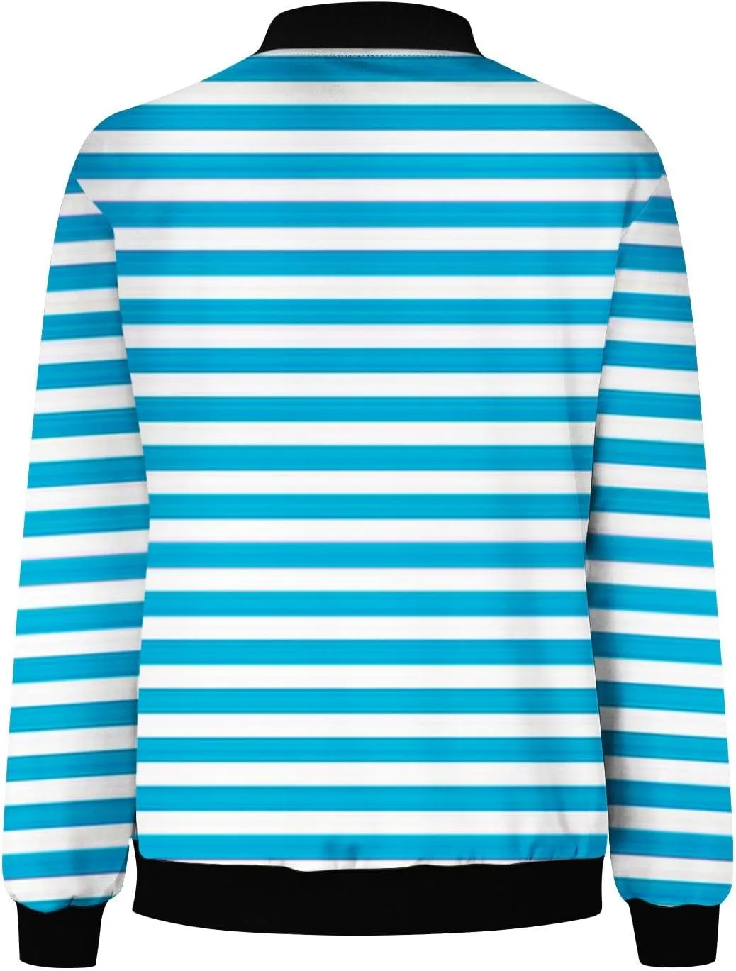 Winter Coats for Women Casual Striped Color Block Jackets Full Zip Long Sleeve Cardigan Coat with Pockets