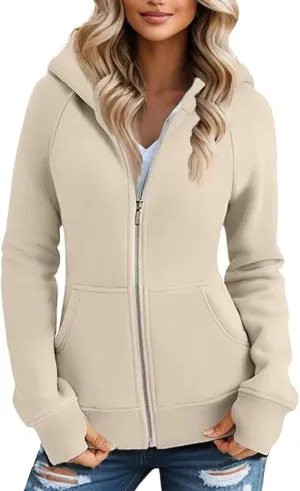 Winter Coats for Women Long Sleeve Zip up Hoodies Oversized Sweatshirt Trendy Sweaters Fleece Jackets with Pockets