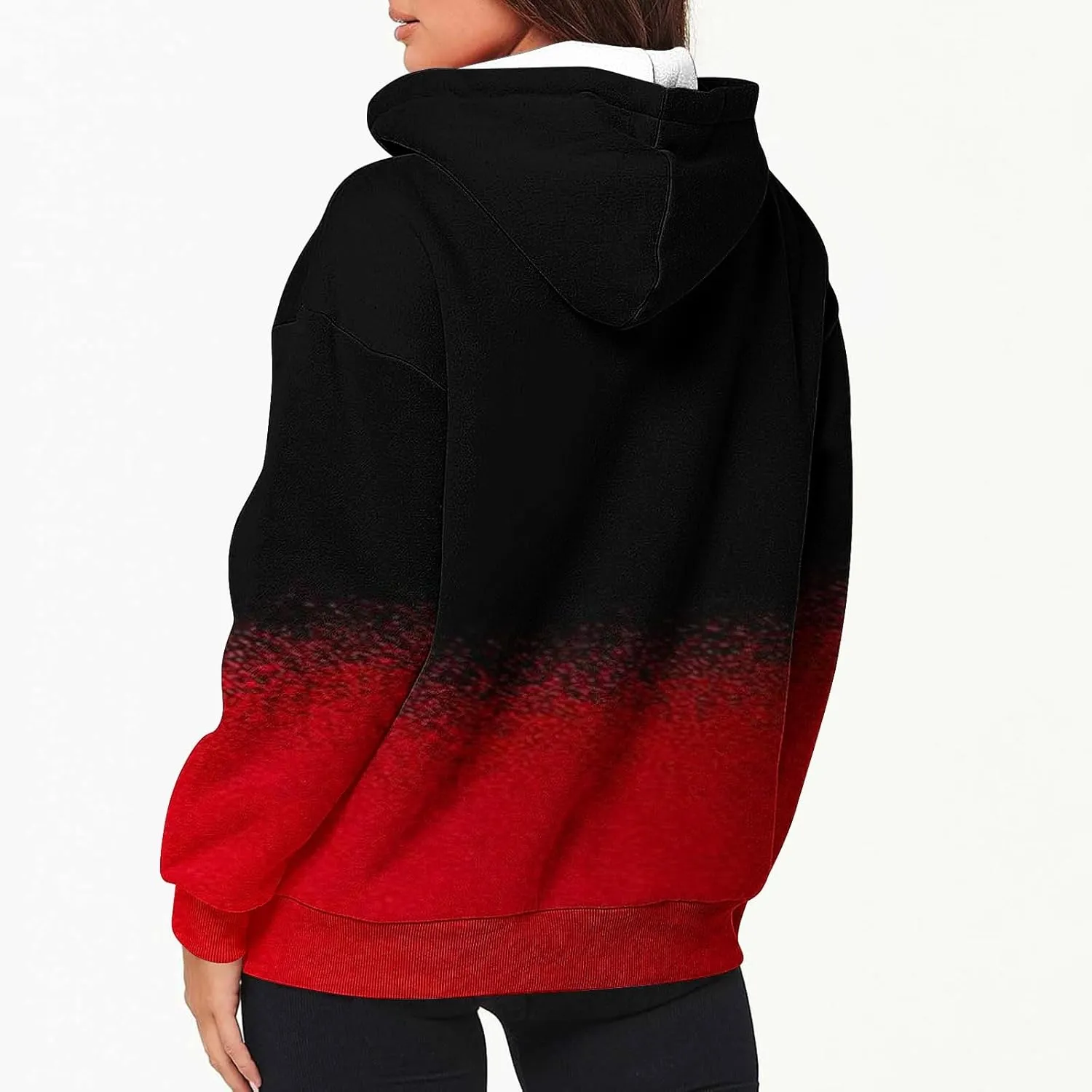 Winter Coats for Women Patchwork Color Cardigan Sweatshirts Long Sleeve Drawstring Hoodies with Pockets Jackets
