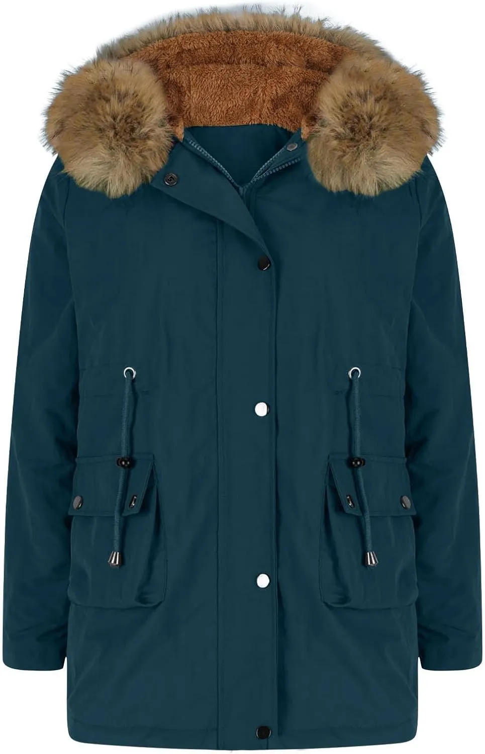 Winter Coats for Women Water Resistant Jacket Windproof Warm Parkas Thicken Fleece Lined Outwear with Fur Hood