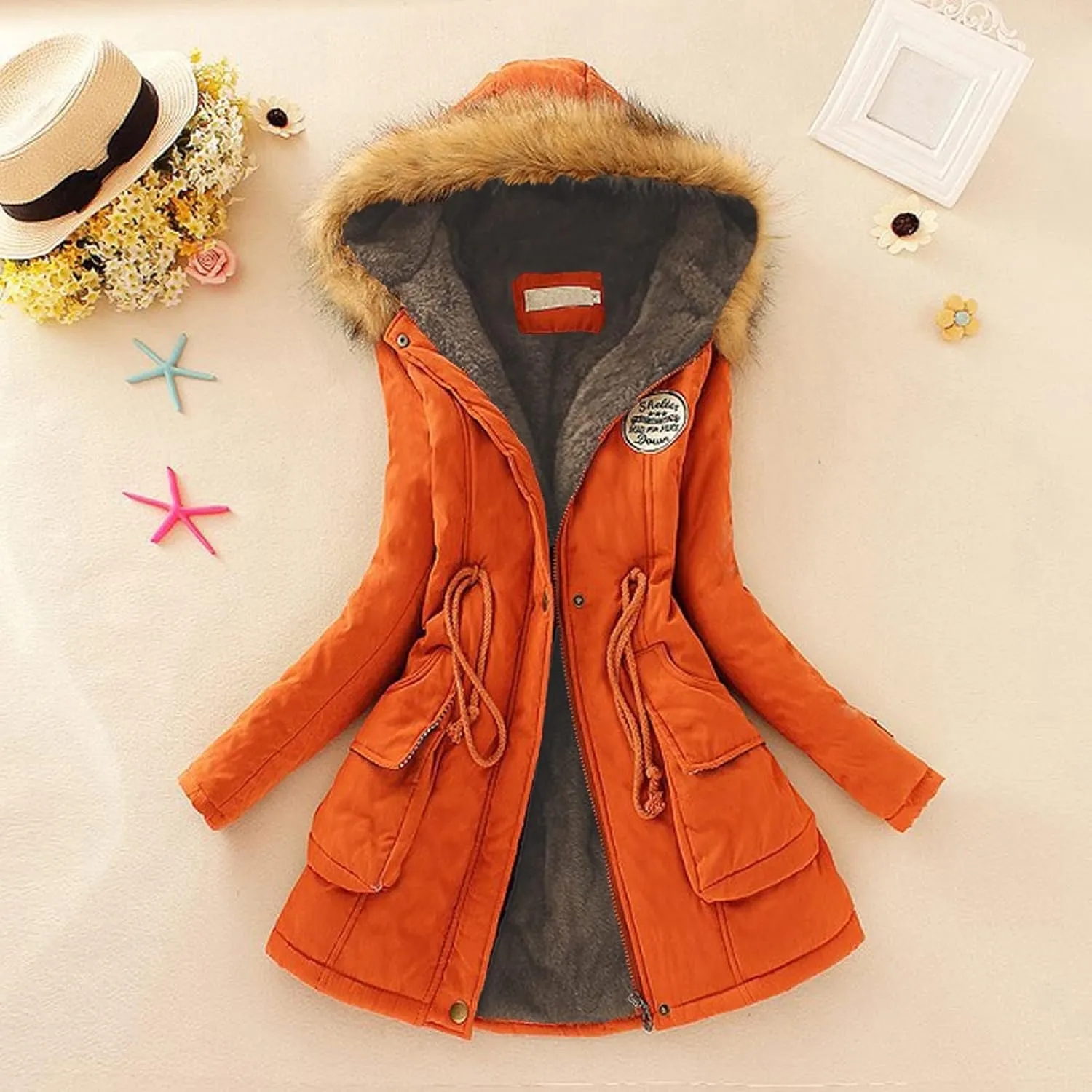 Winter Jacket Women Plus Size Hooded Parka Jacket Thicken Fleece Lined Coats Thicken down Overcoat Outerwear