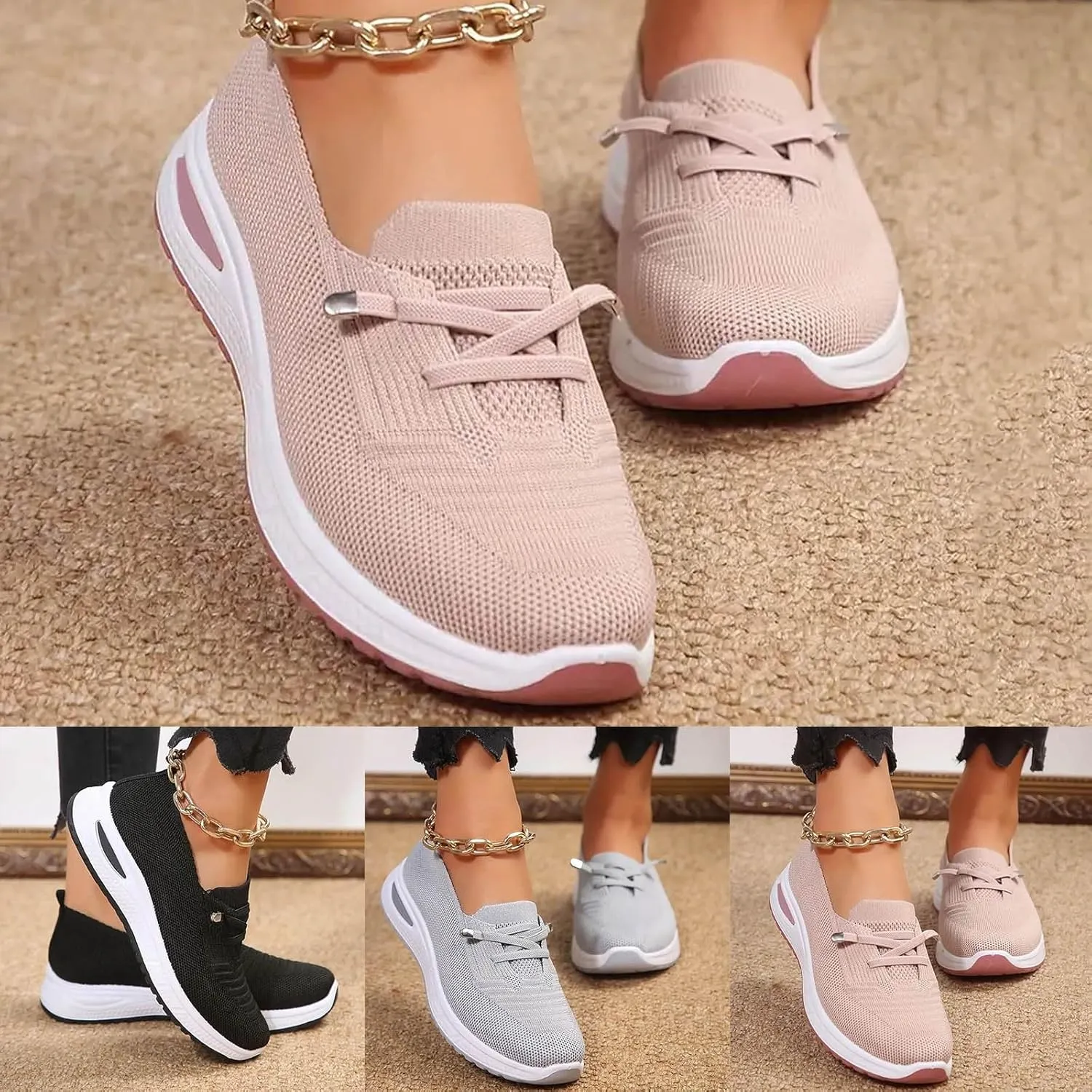 Women Comfy Orthopedic Walking Shoes, 2025 New Orthopedic Women's Breathable Non-Slip Arch Support Slip On Sneakers