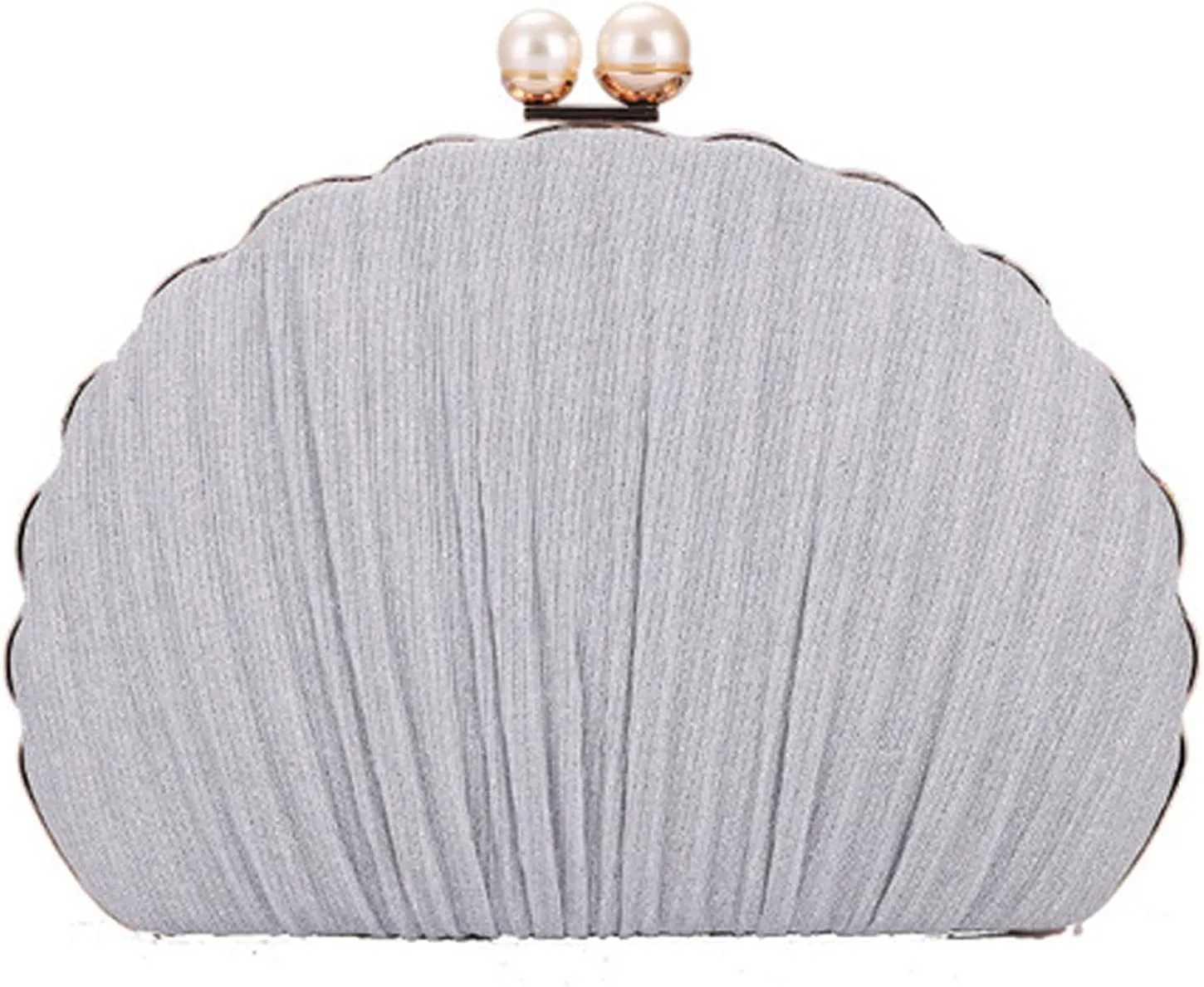 Women Mini Pleated Seashell Evening Clutch Handbag Chain Strap Cross-body Bag