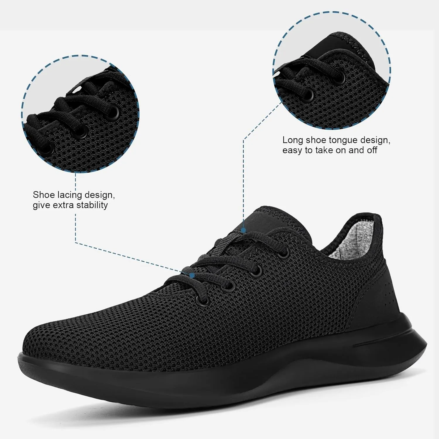 Women Walking Shoes Black Tennis Shoes for Women Running Sneakers Athletic Tennis Shoe Tree Runners Arch Support Ultra Lightweight Breathable Mesh Non-Slip Casual Sneakers for Gym Travel Work