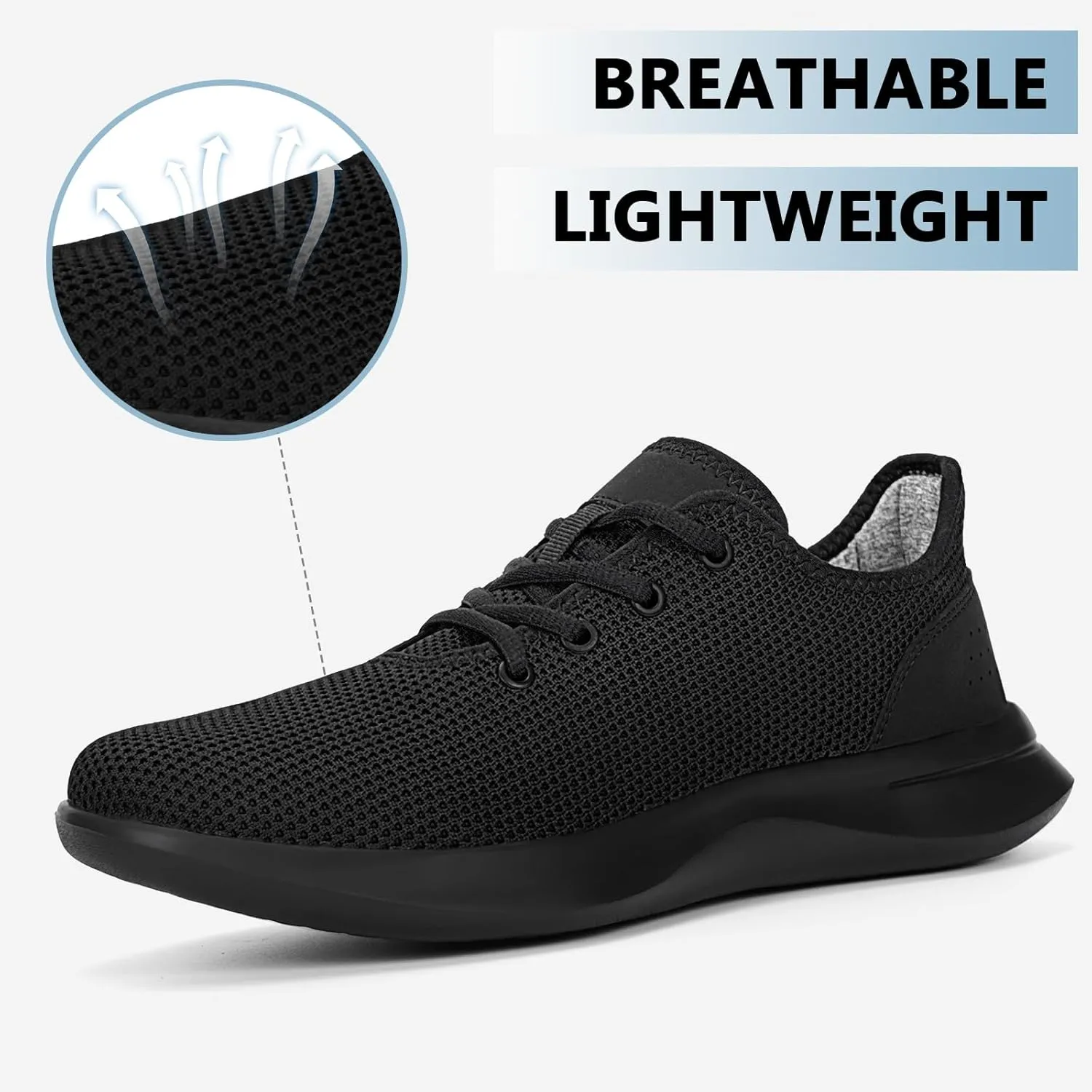 Women Walking Shoes Black Tennis Shoes for Women Running Sneakers Athletic Tennis Shoe Tree Runners Arch Support Ultra Lightweight Breathable Mesh Non-Slip Casual Sneakers for Gym Travel Work