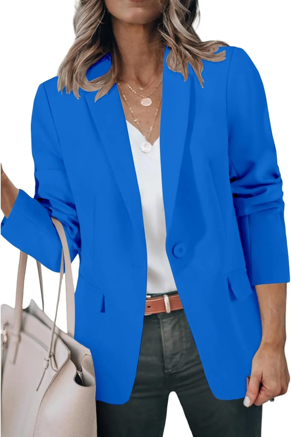 Womens Blazer Business Casual Dressy Long Sleeve Jackets Open Front Work Office Dressy Suit Jackets Summer Cardigan