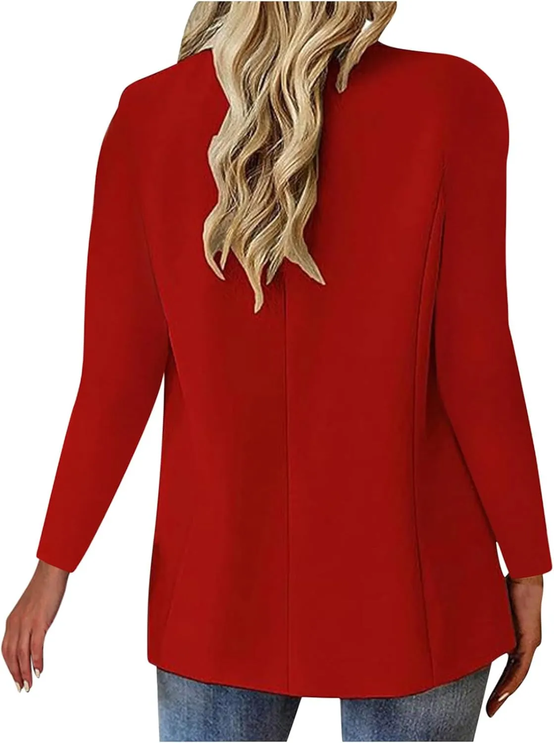 Women's Blazers Business Casual Long Sleeve Button Down Blazer Open Front Lapel Work Office Suits Jacket with Pockets