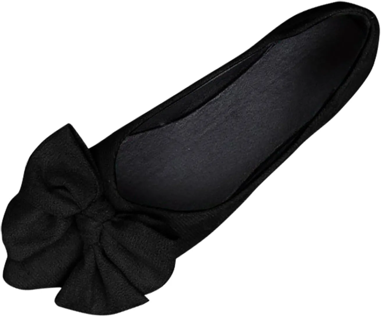 Women's Fashion Bow Suede Casual Shoes Pointed Non Slip Slip On Casual Shoes Fashion Loafer
