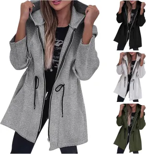 Womens Fleece Jacket Oversized Full Zip Hoodies Lightweight Windbreaker Comfortable Drawstring Open Front Coats
