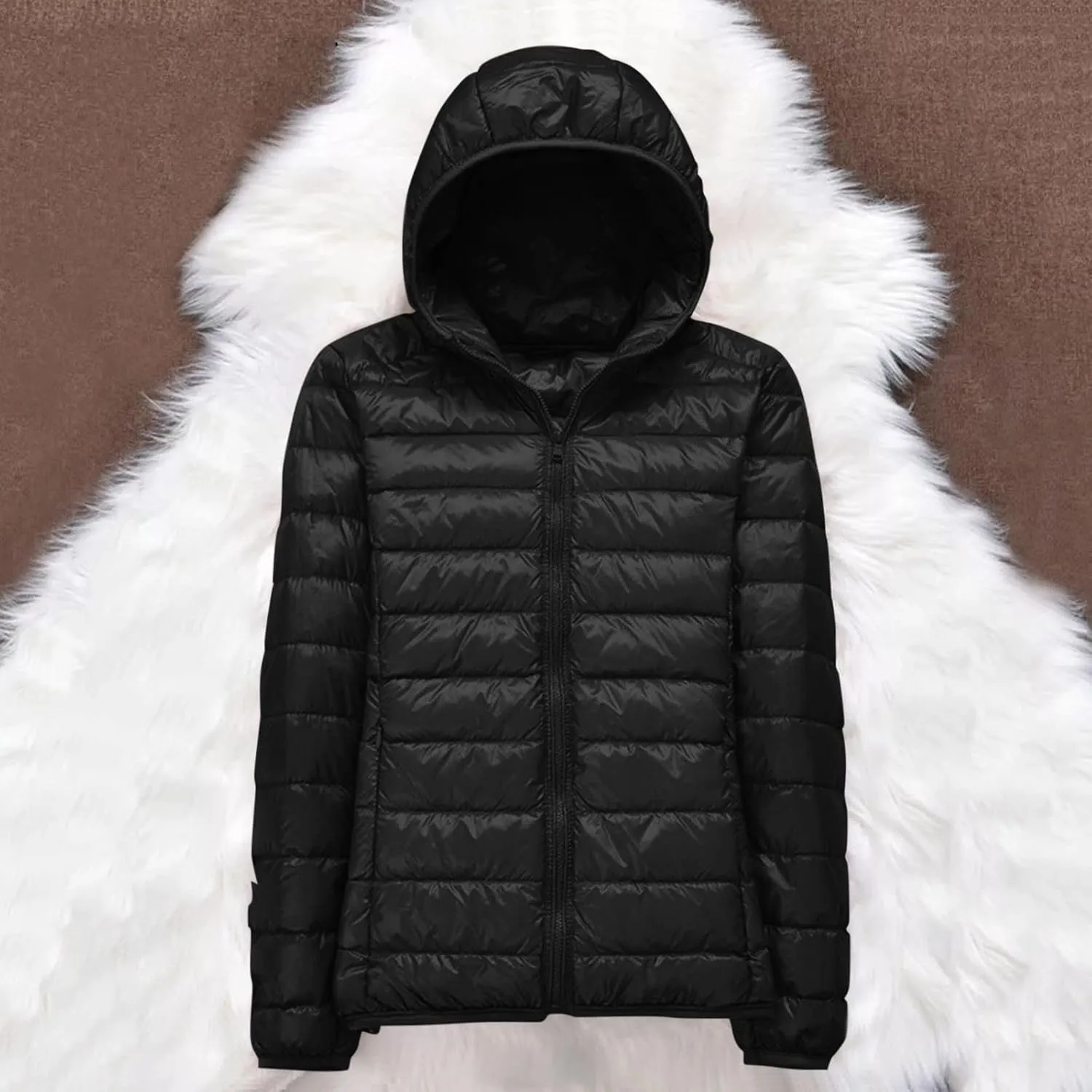 Women's Lightweight Down Jacket Packable Water-Resistant Hooded Puffer Jacket Warm Winter Coat Trench Coat Ski Coat