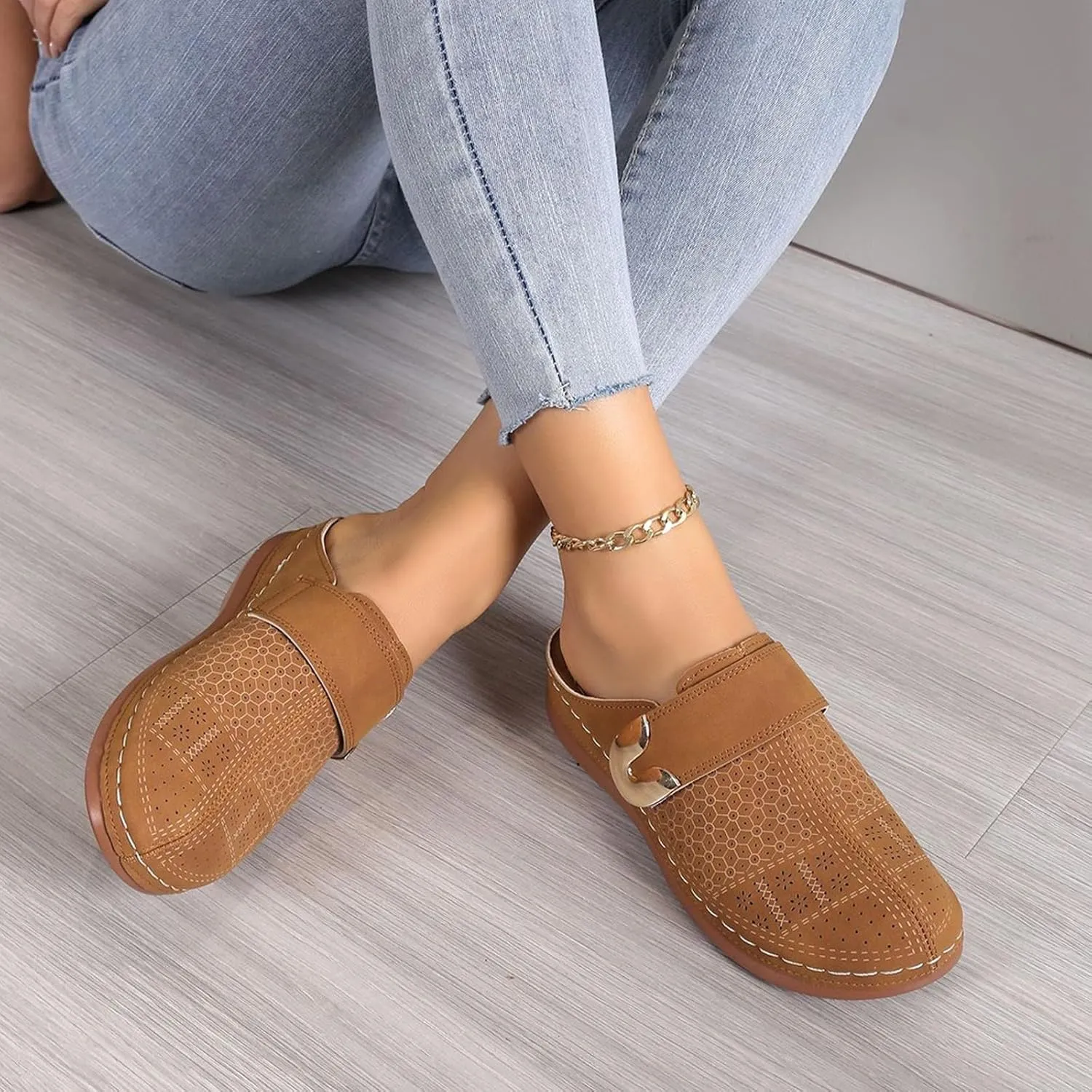 Women's Mules & Clogs Dressy Summer Closed Toe Orthopedic Sandals, Slip On Wide Width Backless Shoes Hollow Out Breathable Platform Sandals All-Match Comfortable Walking Slippers