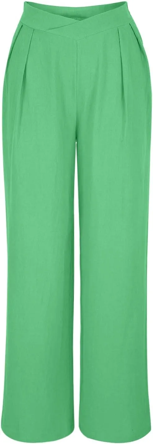 Womens Pants Loose Fit Pants for Women Work Out Gym High Cut Flare Wide Leg Summer Fall Pants 2025