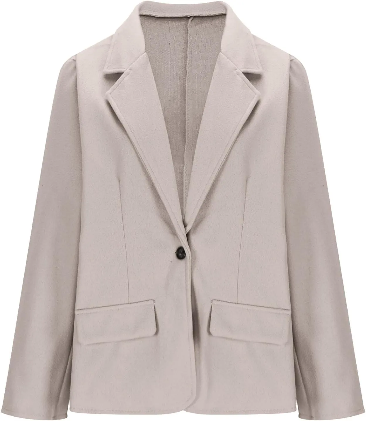 Womens Plus Size Blazer Wool Blend Lapel Causal Business Open Front Short Jacket Pea Coat Warm Cozy Fall Trench Coat