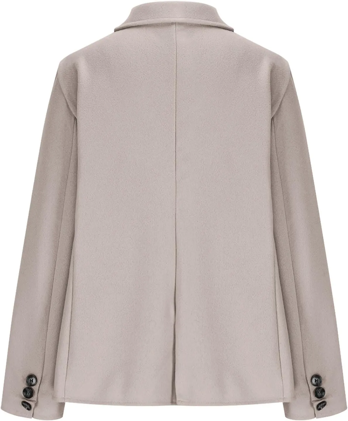 Womens Plus Size Blazer Wool Blend Lapel Causal Business Open Front Short Jacket Pea Coat Warm Cozy Fall Trench Coat