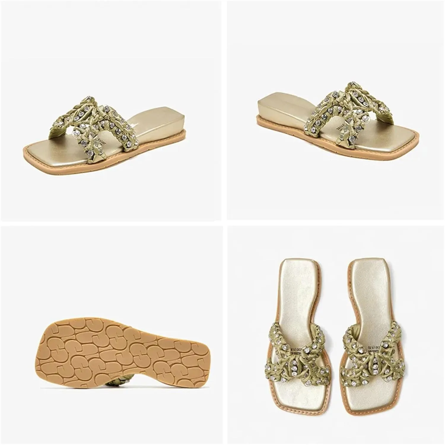 Women's Soft Silk Crystal Woven Slippers - Summer Beach Flats