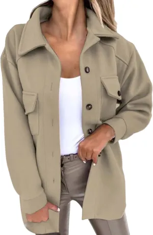 Womens Trench Coats Lapel Button Down Peacoat with Belted Casual Fall Winter Fleece Jackets Mid-Long Fashion Outwear