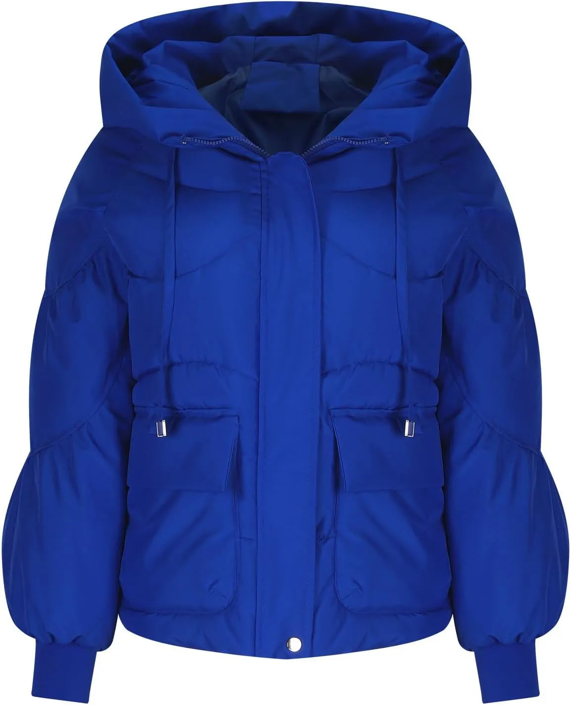 Womens Winter Down Jacket Warm Padded Wadded Jackets High-Neck Hooded Puffer Coats Outerwear with Pockets