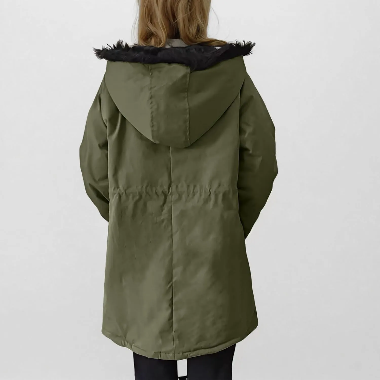 Women's Winter Windproof Parka Coats Warm Puffer Down Jackets Quilted Military Anorak Trench Coats With Faux Fur Hood