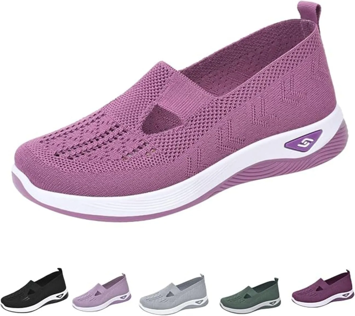 Women's Woven Orthopedic Breathable Soft Shoes Go Walking Slip on Foam Shoes Hands Free Sneakers Arch Support Shoes