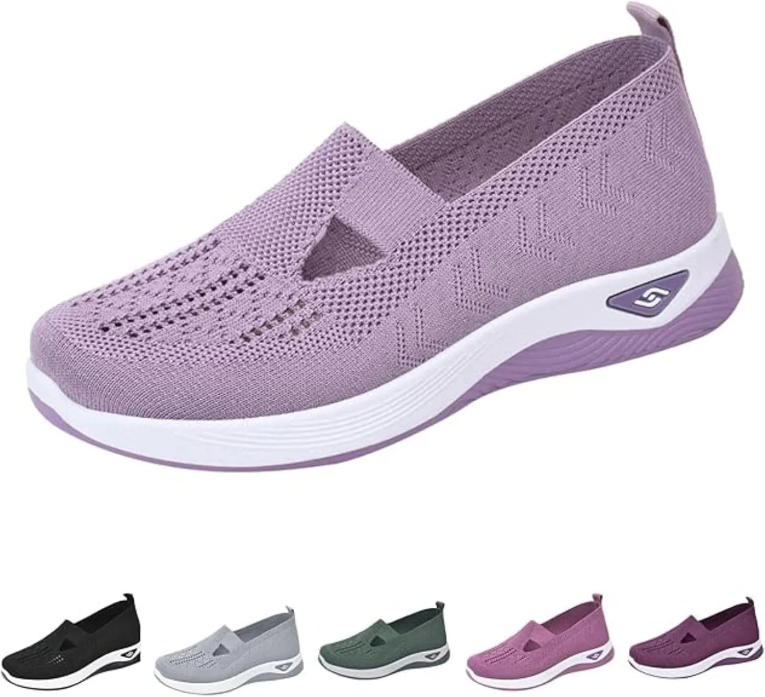 Women's Woven Orthopedic Breathable Soft Shoes Go Walking Slip on Foam Shoes Hands Free Sneakers Arch Support Shoes