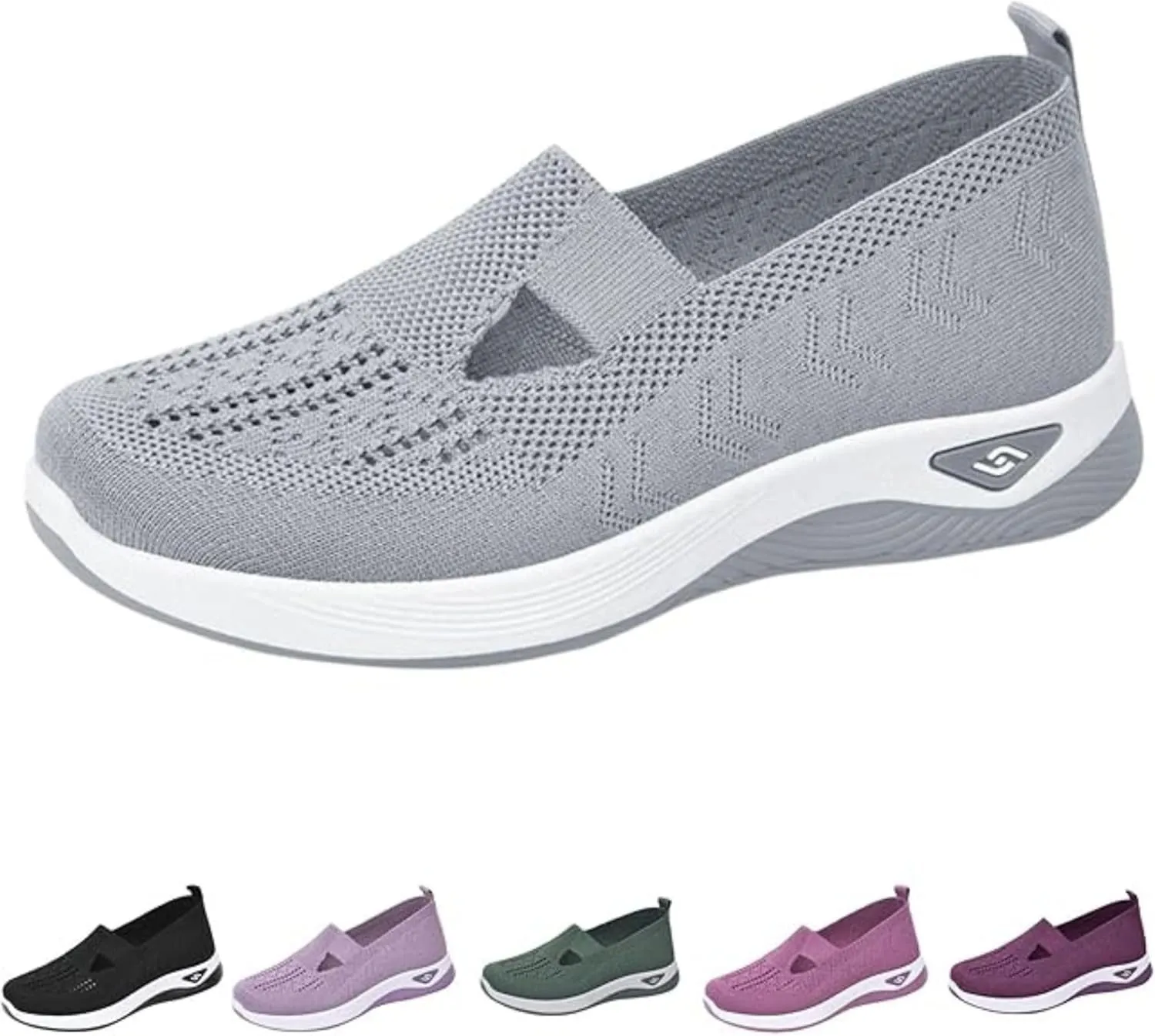 Women's Woven Orthopedic Breathable Soft Shoes Go Walking Slip on Foam Shoes Hands Free Sneakers Arch Support Shoes