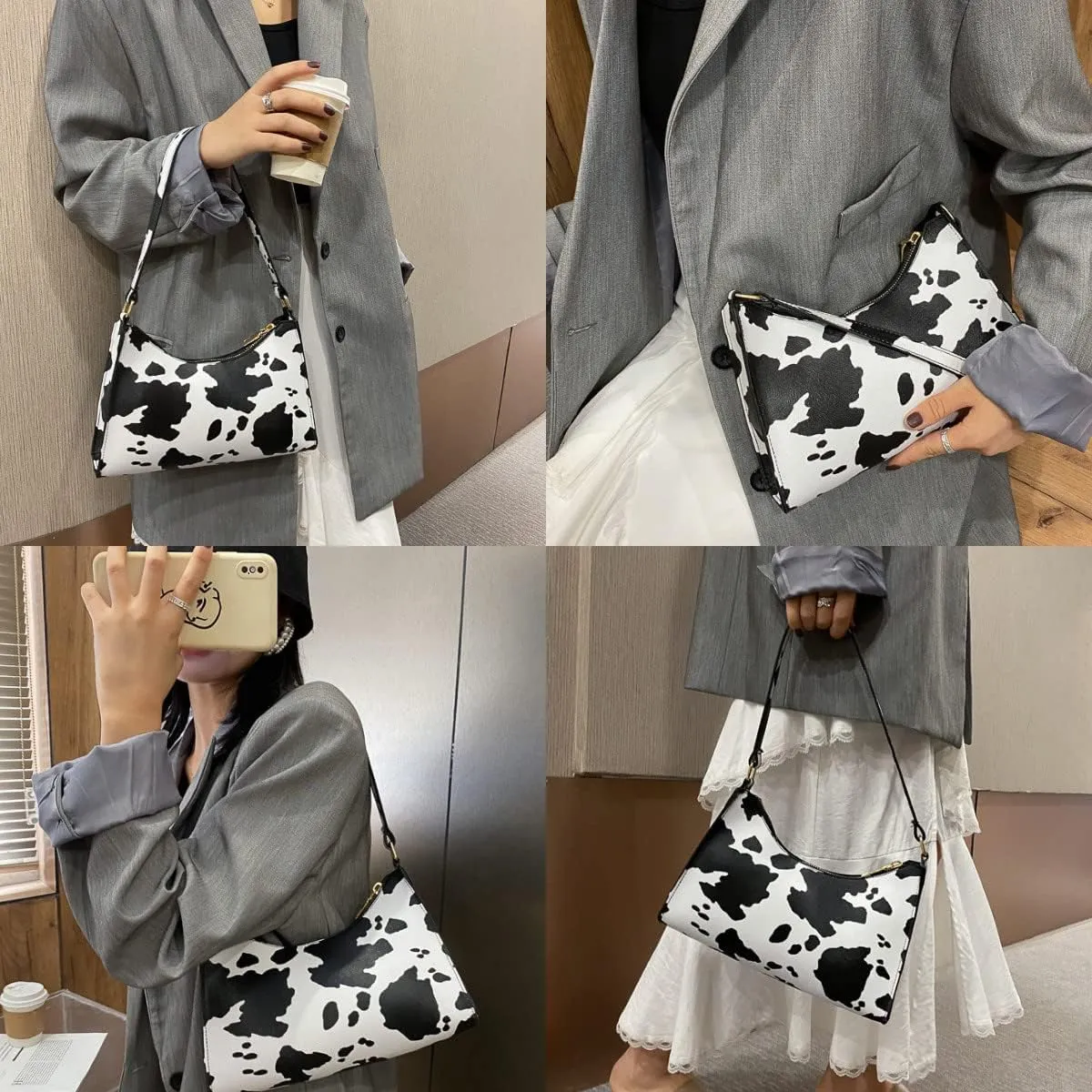 Women's Zebra Print Tote Shoulder Bag Leather Top Handle Purse Travel Handbag Clutch Wallet