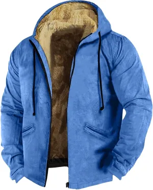 Ymosrh Men's Casual Fleece Jackets Full Zip Hoodie Jacket Sherpa Lined Warm Winter Work Coats Outdoor Jacket, M-7XL